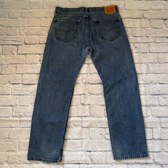 Levi’s 505 Blue Regular Fit Men’s Jeans Dark Stonewash W36 L32 - Picture 3 of 15